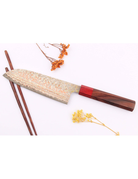 VG10 Cuchillo santoku japonés Rainbow Nashiji Takeshi Saji 16.5cm