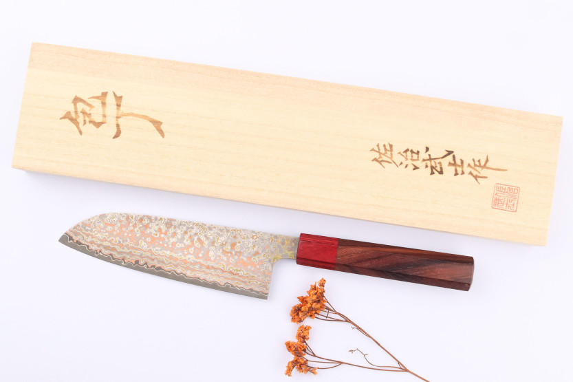 VG10 Rainbow Nashiji Takeshi Saji 16,5 cm japansk santokukniv