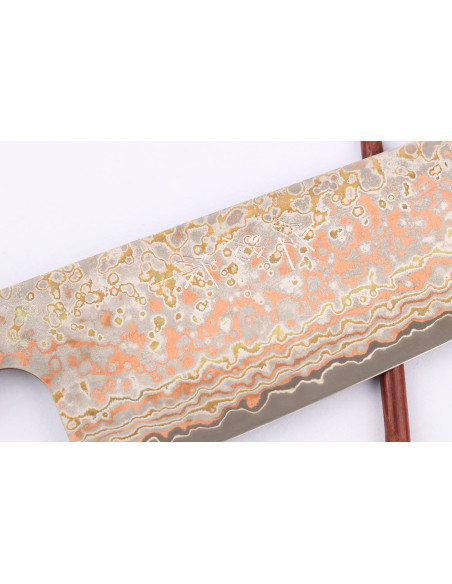 VG10 Rainbow Nashiji Takeshi Saji 16.5cm Japans santoku mes