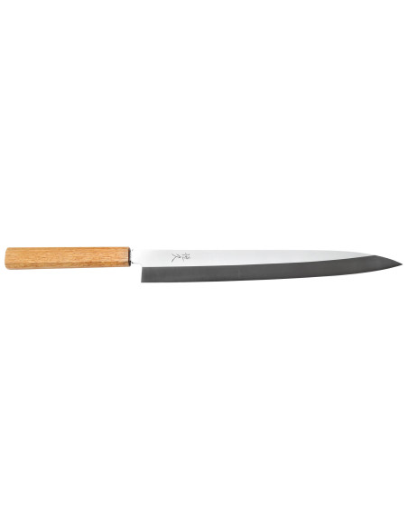 Coltello yanagiba giapponese fatto a mano Tsunehisa AUS-8 da 30 cm con manico in quercia