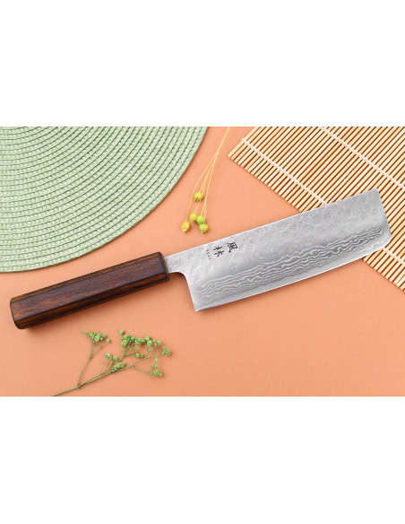 16,5cm Yuzo Enju Damasco 440C nakiri cuchillo artesanal japonés