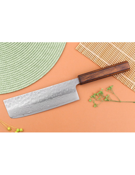 16,5cm nakiri japanese handmade knife Yuzo Enju Damascus 440C