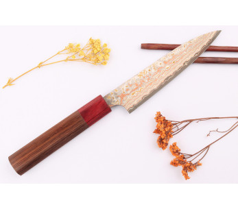 13cm japanisches handgefertigtes Universalmesser Takeshi Saji VG10 Rainbow Nashiji 2