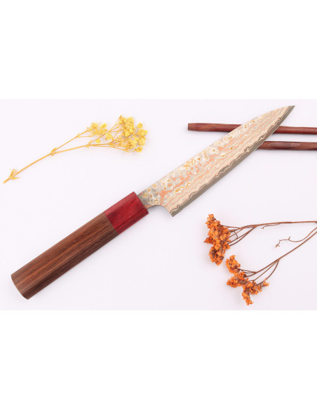 Takeshi Saji VG10 Rainbow Nashiji 13 cm tradisjonell japansk universalkniv