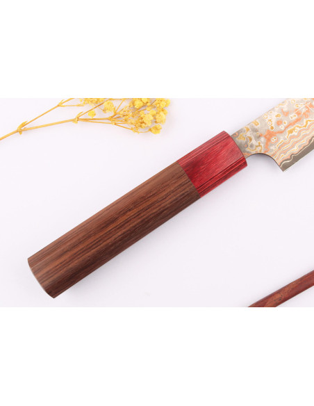 13cm japanisches handgefertigtes Universalmesser Takeshi Saji VG10 Rainbow Nashiji