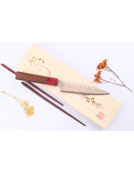 Takeshi Saji VG10 Rainbow Nashiji 13 cm tradisjonell japansk universalkniv