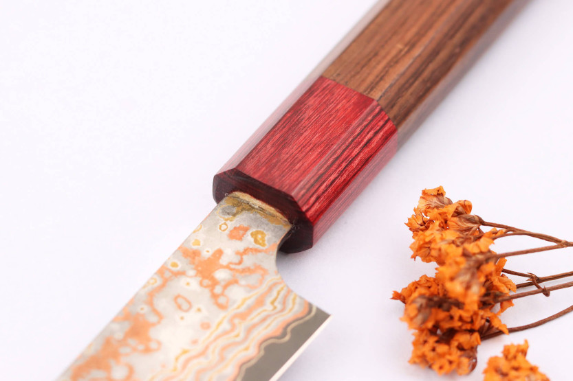 13cm japanisches handgefertigtes Universalmesser Takeshi Saji VG10 Rainbow Nashiji