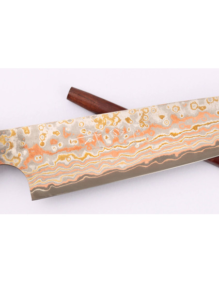 Cuchillo japonés tradicional Takeshi Saji VG10 Rainbow Nashiji 13cm
