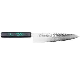 Sakai Takayuki Nanairo Verde Damasco VG10 Cuchillo cocinero japonés 21cm