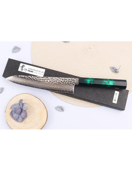 Sakai Takayuki Nanairo Groen Damascus VG10 Japans koksmes 21cm