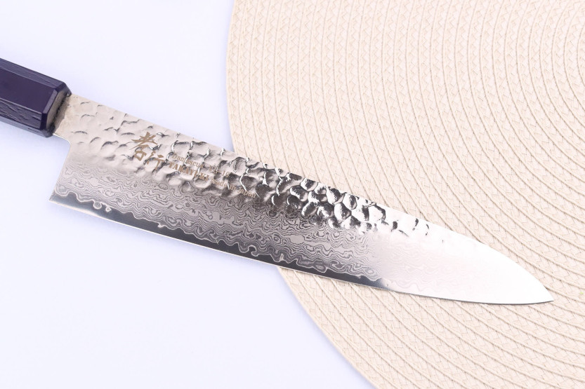 Sakai Takayuki Nanairo Azul Damas VG10 Cuchillo cocinero japonés 21cm