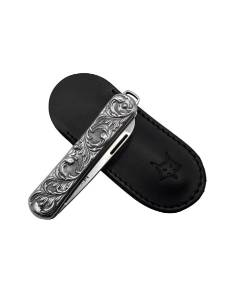 FOX Vulpis VP130 Cuchillo Plegable Edición Limitada 8cm Mango Plateado + Funda