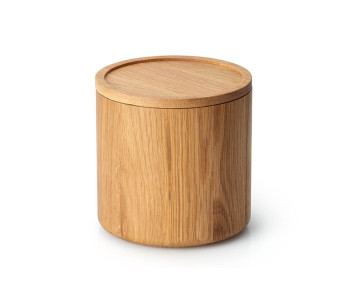 Boîte de conservation ronde Continenta en bois de chêne 13x13cm