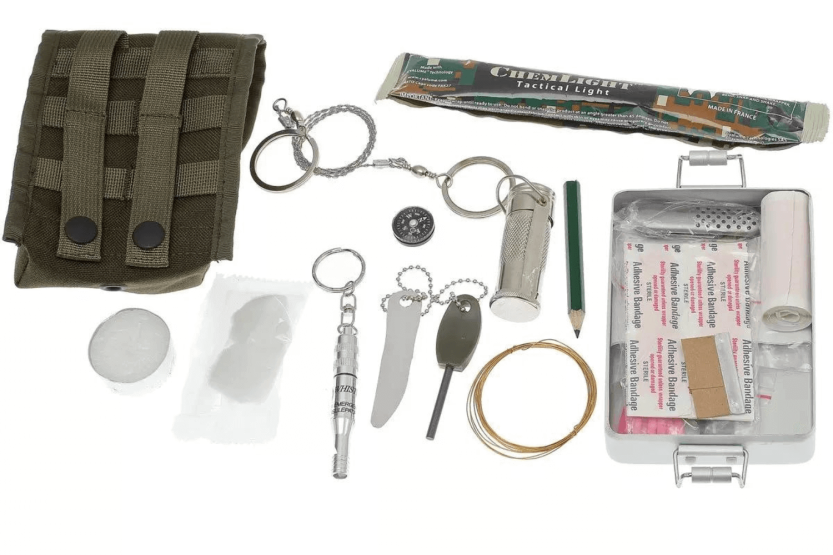 Fox Military Parang Knife 21717 17cm hoja Forprene mango + funda de nylon + kit de supervivencia