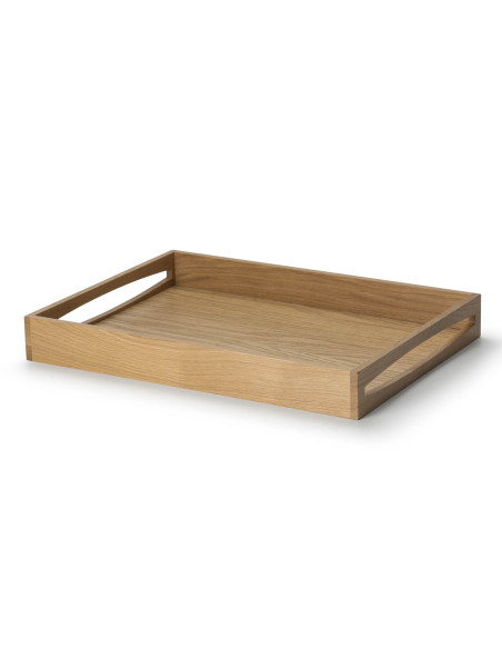 Bandeja rectangular con asas Continenta en roble 49x35x6.3cm