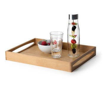 Rektangulært serveringsbrett med Continenta-håndtak i eik 49x35x6,3 cm 2