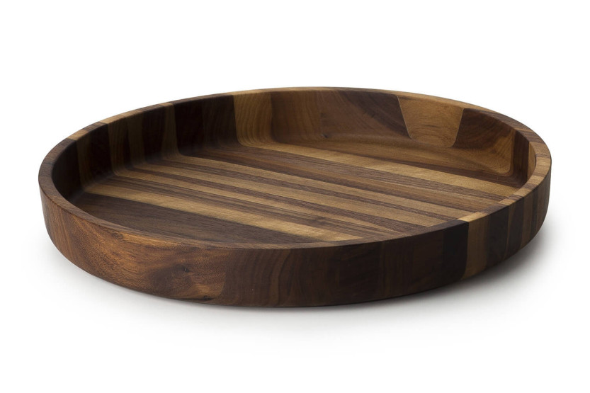 Continenta round serving tray in walnut Ø38x5.4cm