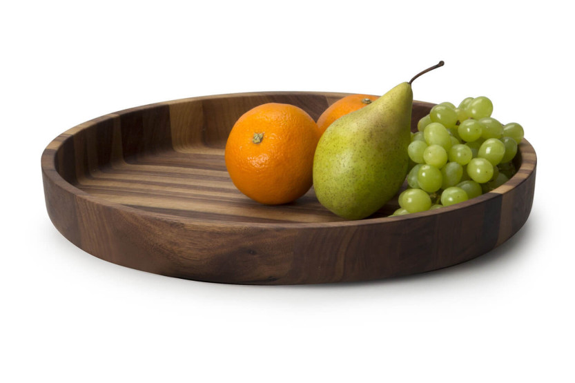 Continenta round serving tray in walnut Ø38x5.4cm