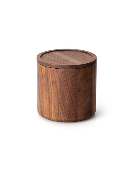 Boîte de rangement ronde Continenta en noyer 13x13cm