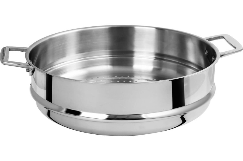 Panela a vapor Cristel Castel'Pro compatível com wok em aço inoxidável 18/10 34cm