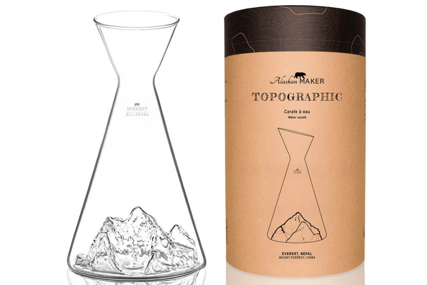 Alaskan Maker Topographic Everest caraffa per acqua in vetro cristallo