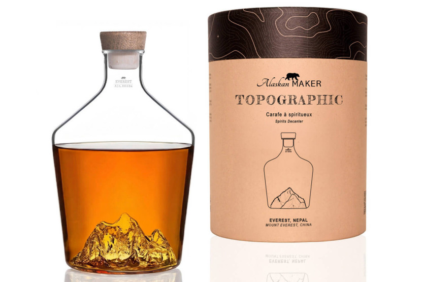 Alaskan Maker Topographic Mount Everest spritkaraff i kristallklart glas