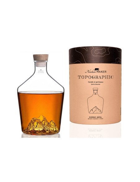 Carafe à spiritueux Alaskan Maker Topographic Mont Everest en verre cristallin