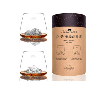 Set van 2 Alaskan Maker Topographic Everest & Mont Blanc kristallen Proefglazen
