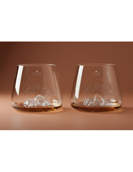 Set de 2 verres à spiritueux Alaskan Maker Topographic Everest & Mont Blanc en verre cristallin