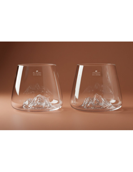 Set van 2 Alaskan Maker Topographic Everest & Mont Blanc kristallen Proefglazen