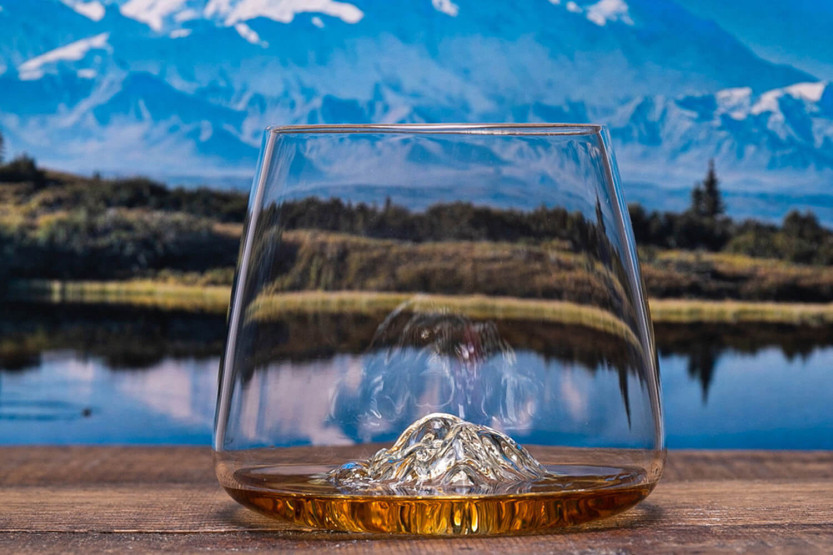 Set di 2 Bicchieri per distillati in cristallo Alaskan Maker Topographic Mount Fuji & Denali