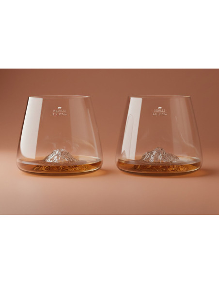 Set de 2 verres à spiritueux Alaskan Maker Topographic Mont Fuji & Denali en verre cristallin