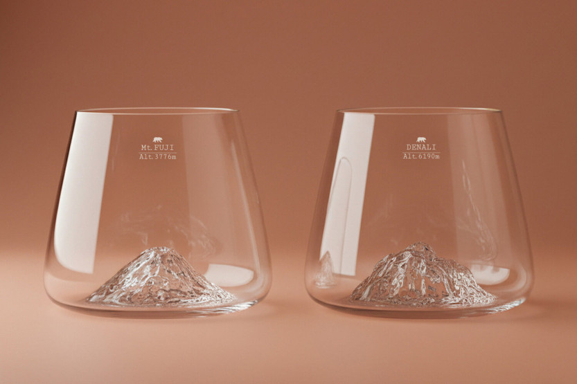 Set di 2 Bicchieri per distillati in cristallo Alaskan Maker Topographic Mount Fuji & Denali