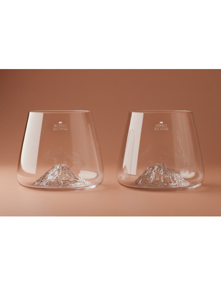 Conjunto de 2 Copos para degustação de cristal para bebidas espirituosas Alaskan Maker Topographic Mount Fuji & Denali