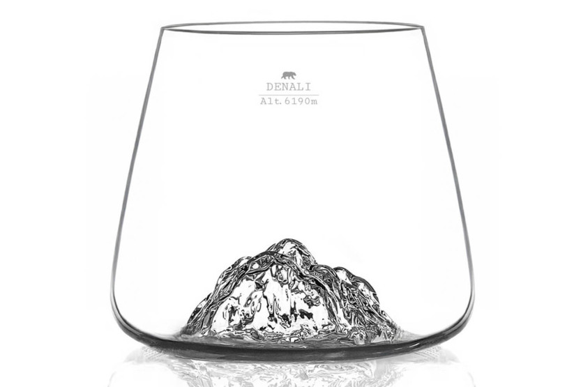 Set om 2 Alaskan Maker Topographic Mount Fuji & Denali kristall spritglas