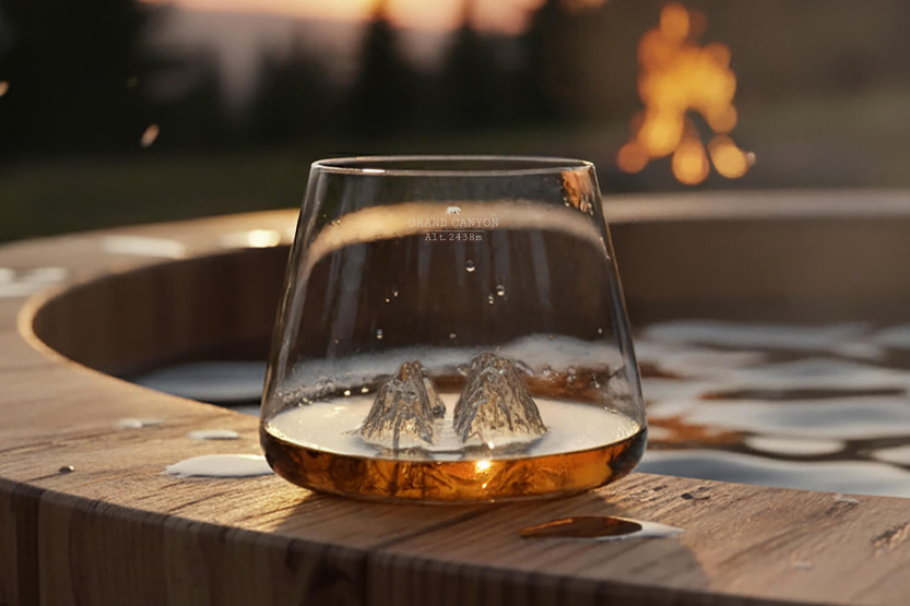 Sæt med 2 Alaskan Maker Topographic Grand Canyon & Matterhorn krystal spiritusglas