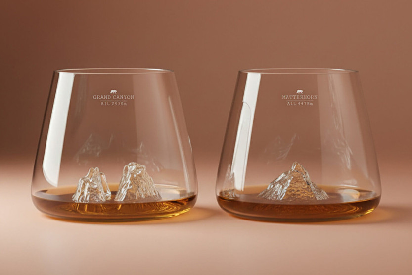 Set om 2 Alaskan Maker Topographic Grand Canyon & Matterhorn kristall spritglas