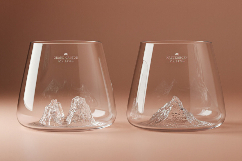 Set om 2 Alaskan Maker Topographic Grand Canyon & Matterhorn kristall spritglas