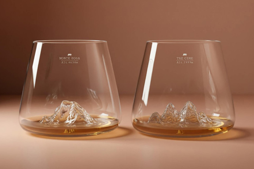 Juego de 2 Vasos para degustación de cristal para licor Alaskan Maker Topographic Tre Cime & Mont Rosa