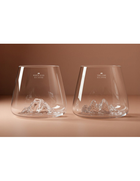 Set di 2 Bicchieri per distillati in cristallo Alaskan Maker Topographic Tre Cime & Mont Rosa
