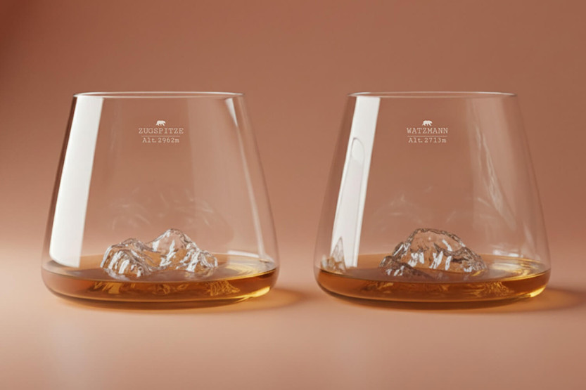 Conjunto de 2 Copos para degustação para bebidas espirituosas Alaskan Maker Topographic Zugspitze & Watzmann