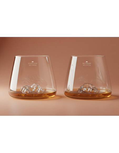 Set di 2 Bicchieri per distillati in cristallo Alaskan Maker Topographic Zugspitze & Watzmann