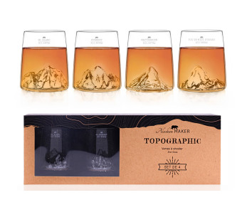 Sett med 4 Alaskan Maker Topographic krystall shotglass
