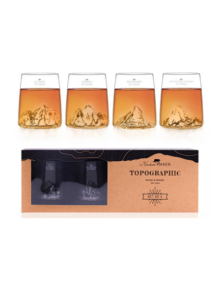 Set van 4 Alaskan Maker Topographic kristallen glazen shooters