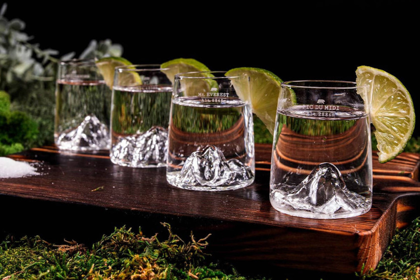 Set om 4 Alaskan Maker Topographic kristall shotglas