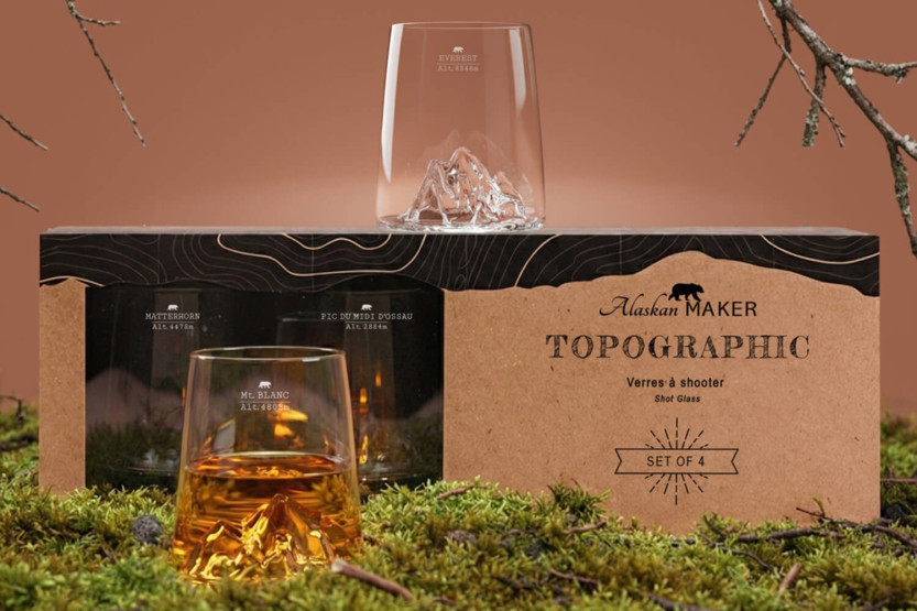 Set aus 4 Alaskan Maker Topographic Shooters aus Kristallglas