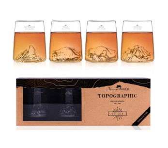 Conjunto de 4 shooters Alaskan Maker Topographic em vidro de cristal Swiss Edition