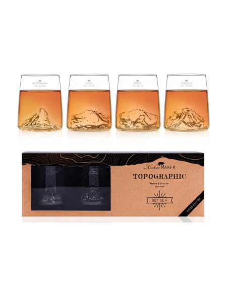 Set de 4 shooters Alaskan Maker Topographic en verre cristallin Swiss Edition
