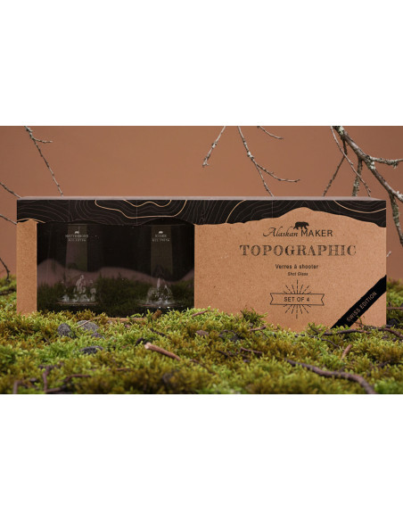 Set de 4 shooters Alaskan Maker Topographic en verre cristallin Swiss Edition