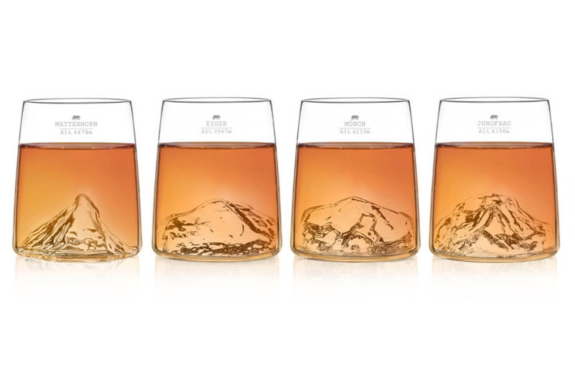 Set van 4 Alaskan Maker Topographic shooters in Swiss Edition kristalglas